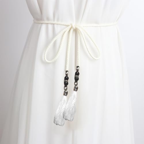 Women Rope Belt Woven Belt Cotton Waist Rope Waistband Dress Cotton Long Belt Cloth Belts with Tassels Braided Woven2