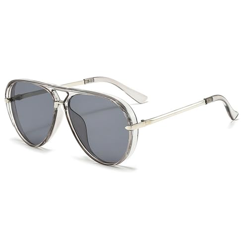 Oversized Pilot Sunglasses Women Fashion Big Frame Sun Glasses Goggle Trendy Metal Frame Oval Shades