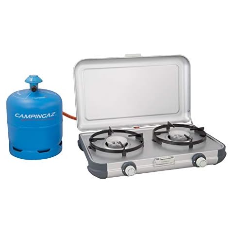 Campingaz Camping Kitchen 2 R Camping Stove, 2 x 2,000 Watts power, 2-Burner Gas Stove with removable pan Supports, portable & compact, runs off R904 or R907 refillable gas cylinders Cover