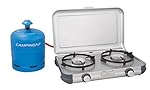 Campingaz Camping Kitchen 2 R, Estufa camping, 2 x...: Potente: 2 quemadores ajust; de 2 kw de gran rendimiento de acero inoxidable; mandos de control total del fuego; batea de quita y p apta para lavavajillas para 2 sartenes de hasta 24 cm Compacta y esbelta: cocina de gas de uso fácil de encendido manu...