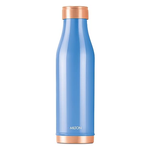 MILTON Copper Charge Water Bottle, 930 ml, Blue | Lacquer Coating, Curved Bottle | Diwali | Festive | Gifting | Yoga | Home | Kitchen | Vedic