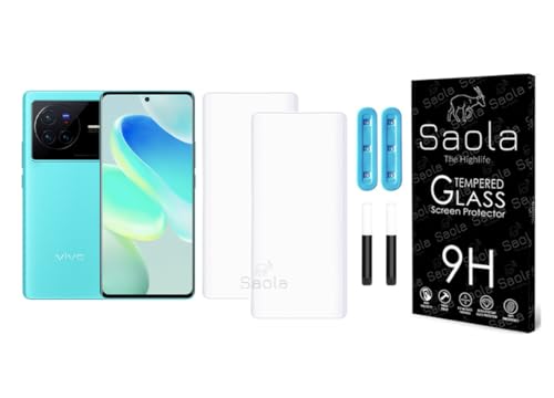Image of Saola Curved UV Tempered Glass For Vivo X80. Comes With UV Light & Glue For Finest Pasting. Edge To Edge Protection With Case Friendly Fit. (Pack Of 2)