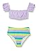 ARENA G Sweetie Jr Crop Top Two Pieces Bikini da Bambina, Lilac-Lilac Multi, 10-11