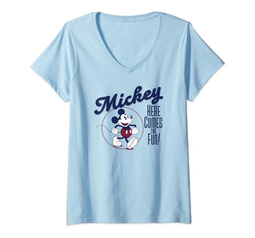 Disney Mickey Mouse t-shirt vintage col en V vêtement rétro look décontracté pour adulte
