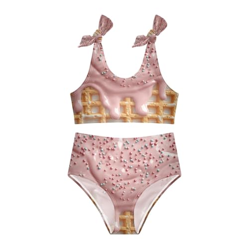 Glaze Caramel Sprinkles Pink Gray Ice Cream Girls Tankini Swimsuit Kids Bikini Sets 2 Pcs Bathing Suit 3T3