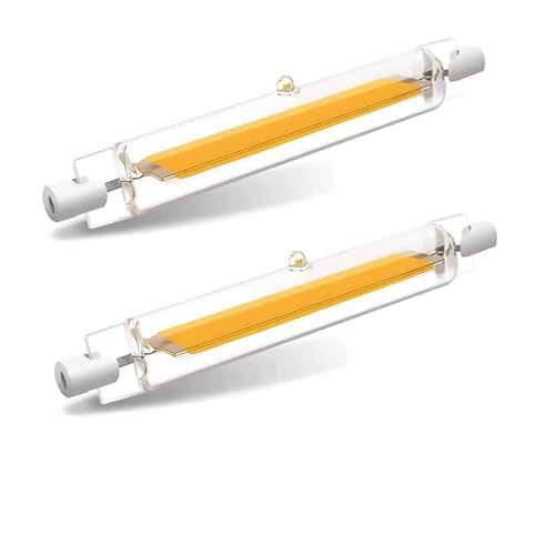 Homesally Lampadina LED R7S 118mm 20W Dimmerabile, Lampadina Lineare a Filamento COB, Tipo Chip, Luce a Doppia estremità, Sostituzione Alogena 200W, 360 Gradi per Proiettore,Warm White,118mm 20W 2Pcs