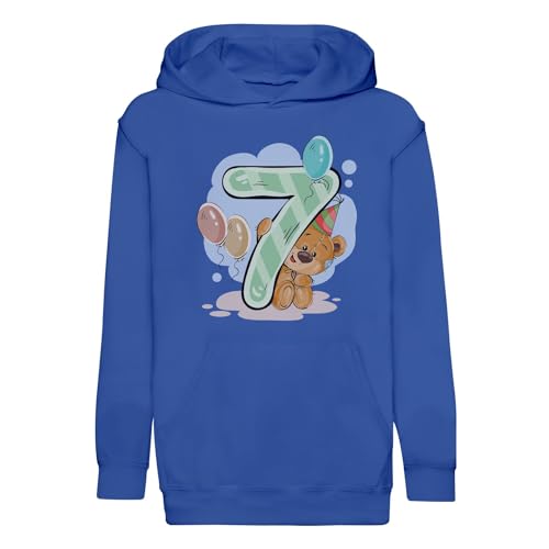 Sweat à capuche enfant 7 ans anniversaire hoodie avec illustration ourson