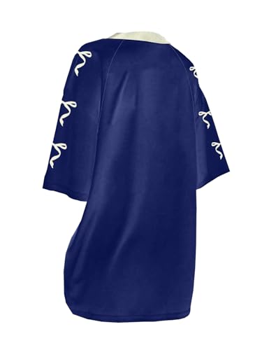 Image of RoseSeek Girl's Jersey Y2K Oversized Graphic Number Print Tops V Neck Short Sleeve T Shirt Hip Pop Tee Streetwear