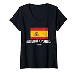 Mujer Malpartida de Plasencia España | Souvenir Ciudad - Bandera - Camiseta Cuello V