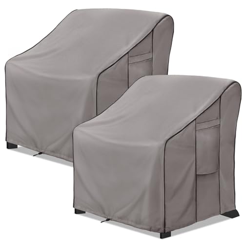 KylinLucky Waterproof Patio Furniture Covers 32W x 37D x 36H 2Pack, Heavy Duty Lawn Chair Cover for Outdoor Cloudy Grey