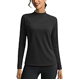 [KEFITEVD] 長袖tシャツ レディース インナーシャツ ハイネック アンダーウェア 防寒 暖かい インナー フリース 吸湿発汗 ランニングウェア 冬 重ね着 ブラック XL