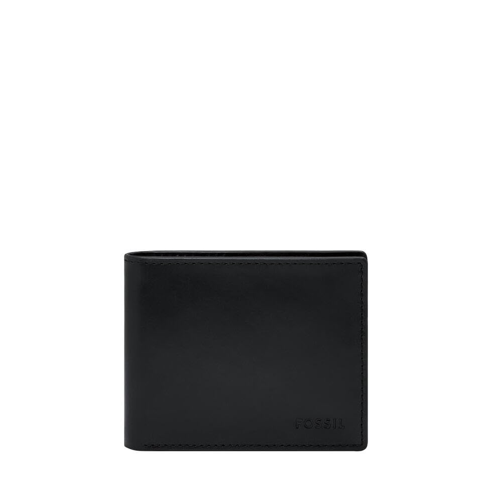 Fossil Men's Derrick Black Leather Bifold Wallet, ML4703001