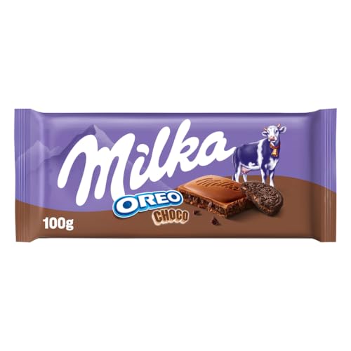 Milka Oreo Brownie Tableta de Chocolate con Leche y Trozos de Oreo, 100 g | Tableta Milka de chocolate con leche y galleta Oreo con textura brownie, para disfrutar en cualquier momento del día