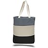Personalized Tri Color Shopping Tote Canvas Bag Reusable Cloth Bag 15" H X 15" W With 3" Bottom Gusset