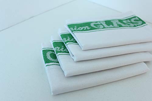 PDTXCLS Green Linen Union Glass Cloth. Pack of 4 (4 Green Glass Cloths)