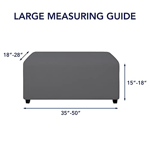 Image of PureFit Stretch Rectangle Ottoman Cover Footstool Cover, Gray | Fleece Large Ottoman Slipcovers Soft Form Fit Rectangle Slipcover for Folding Storage with Nonslip Elastic Bottom