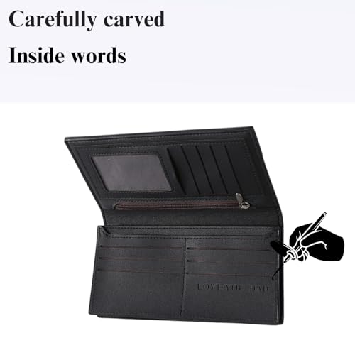 Generic Personalized Long Leather Wallet for Men - Custom Engraved Name and Initial Large Capacity, RFID Blocking, Perfect for Work, School, Travel, Ideal Gift for Him (Coffee), QB0054