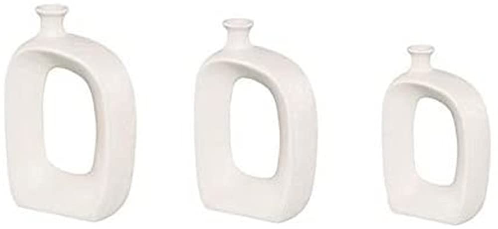 Vase floral en céramique blanche au design épuré, ensemble de 3 pièces haut de gamme