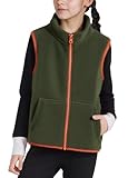 FEOYA Mädchen Fleeceweste Fleece Mit Reißverschluss Baby Winterweste Warme Basic Für Kinder Outwear Ohne Ärmel Frühling Kinder Weste Weich Einfach Gilet Herbst Warme Leicht Solid Armee Grün 7 8 Jahre
