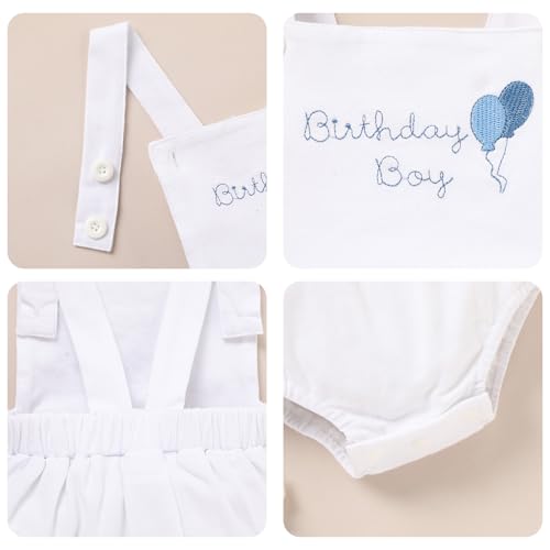 GRNSHTS Newborn Baby Boy 1st Birthday Outfit Summer Romper Sleeveless Jumpsuit Backless Overalls Outfits Cake Smash Party4