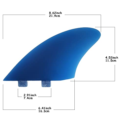 AQUBONA Twin Keel Fins, Single Tab Dual Tabs Fins Surfboard Fins, Twin Fin Fishtail Surfboard Fins Twin Keels - Smooth Fiberglass Flex (KFC1-blue)