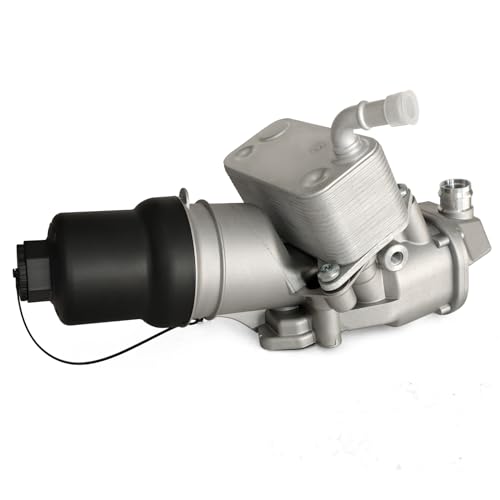 MITZONE Upgrade Aluminium Oil Cooler Filter Housing with Oil Cooler Compatible with VW Jetta GTI Golf R Passat Audi A4 A3 TT TTS 2.0L Replace 06F115397K 06F115397J 06F115397H