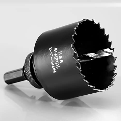 64mm HSS Hole Saw, M42 Bi-Metal Wood Hole Dill Bit, Round drill Cutter for Pipe Vent Plasterboard, Plastic and Copper