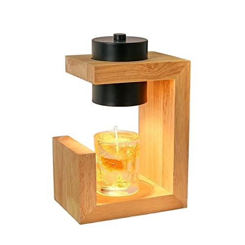 Lámpara Calentadora Velas, Lámpara calentadora de velas, mesa de cera de aromaterapia, dormitorio, temporizador de fusión de madera, lámpara calentadora de velas for tarro, velas, luces de iluminación