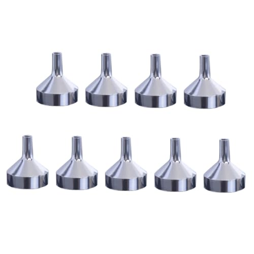 JECOMPRIS 9 piezas Embudo Dispensador de Metal Mini Embudos Multiusos para Rellenar Botellas Pequeñas para Aceites Esenciales y Perfumes Fácil de Limpiar y Reutilizable