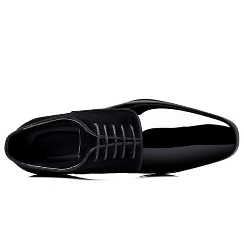 Men High Gloss Oxfords Shoes Pointed-Toe Lace-up Patent Leather Wedding Shoes Suit Business Formal Tuxedo Dress Shoes2
