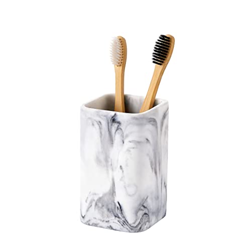 ZCCZ Soporte para cepillo de dientes, aspecto de mármol de resina de pasta de dientes cepillos de maquillaje de maquinillas de afeitar titular de tocador de baño encimera organizador accesorios Cover
