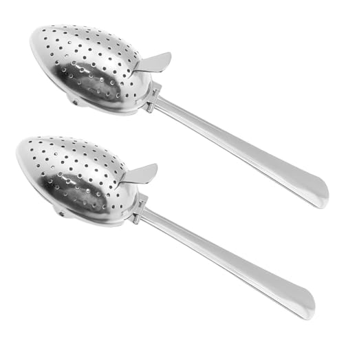 Tea Infuser, 2PCS Long Handle Tea Strainers with Fine Holes 304 Stainless Steel Spoon Shape Filters for Teapots Cups Mugs