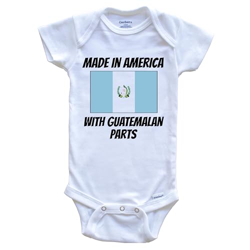 Image of Made in America with Guatemalan Parts Guatemala Flag Funny One Piece Baby Bodysuit