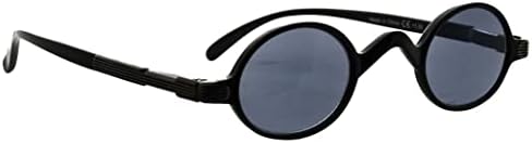 Eyekepper Small Oval Round Reading Sunglasses Vintage Mini Grey Tinted Lens Reader Eyeglasses for Men Women Reading under the Sun with Spring Hinges Grey Frame +2.00