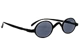 Eyekepper Sun Readers Spring Hinge Temples Classic Mini Small Oval Round Reading Sunglasses Gray Lenses