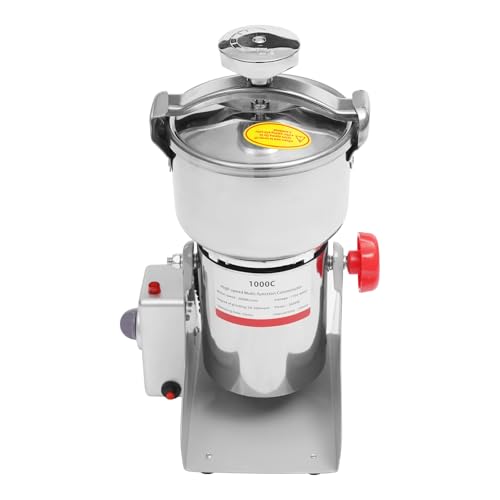 Ahulin Grain Mill Grinder Electric 1000g Commercial Spice Grinder 3600W Stainless Steel Pulverizer Dry Grinding Machine,Intelligent Timing Grist Mill for Homes, Pharmacies, Nursing Homes