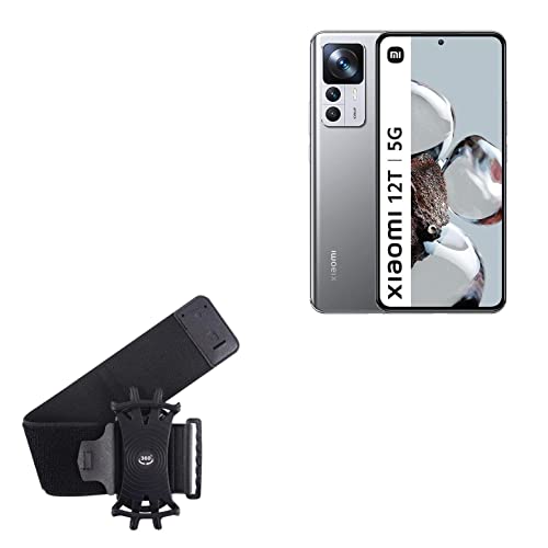 BoxWave Holster Compatible with Xiaomi 12T Pro - ActiveStretch Sport Armband, Adjustable Armband for Workout and Running - Jet Black