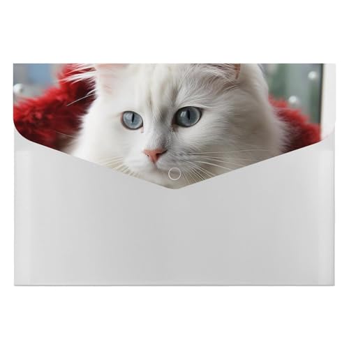 Trieur A4 extensible 6 poches à motif chat blanc pour optimiser le classement de bureau