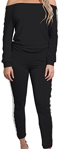 Happy Cool Women's 2 Piece Jumpsuits Off Shoulder Top Legging Jumpsuits Romper Black M Happy Cool Women's 2 Piece Jumpsuits Off Shoulder Top Legging Jumpsuits Romper Black M