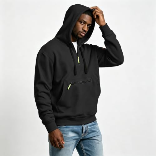 Hoodies for Men Quarter Zip Pullover Cargo Tactical Hooded Sweatshirt - image 8