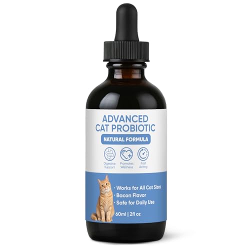 Advanced Probiotic Drops for Cats - Supports Digestive & Immune Health - Easy-to-Use Liquid Formula Bacon Flavor Works for All Cat Sizes - 2oz (1)