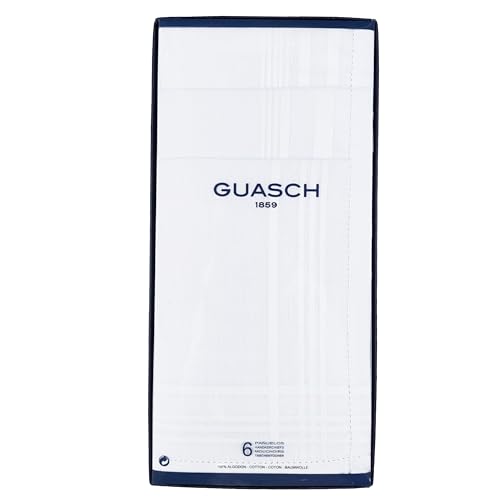Pañuelos de hombre de tela blanca Guasch juego de 6 piezas de algodón absorbente