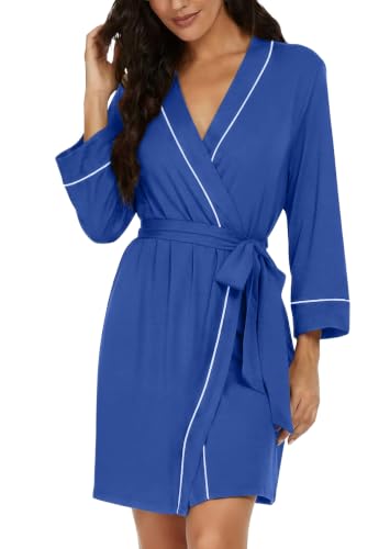 Image of PrinStory Womens Robe Knee Length Soft Knit Bathrobe S-2XL