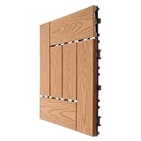 KOMBIUDA Baldosas Entrelazadas de Plástico-madera para Terraza y Jardín, Color Amarillento