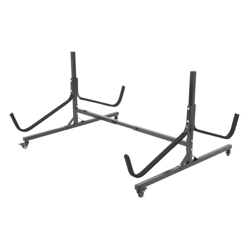 Kayak Stand, Freestanding Adjustable Kayak Storage Rack, Heavy Duty Kayak Storage Stand with Wheels for Store Kayaks, Small Canoes, Wakeboard,275Lbs Each Support Frame Load Capacity(Black)