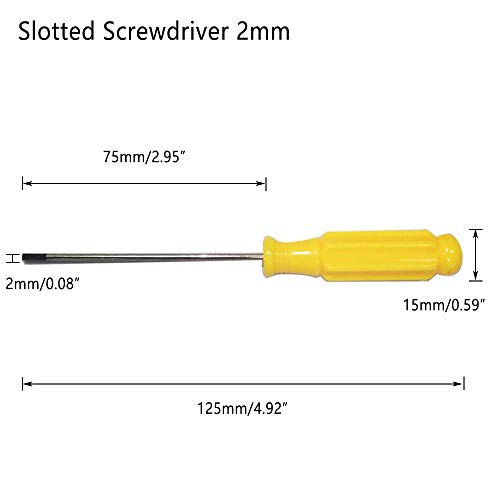 Autoly 3Pcs 2mm Magnetic Tip Slotted Screwdriver with Plastic Non-Slip Grip Handle(Yellow)