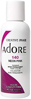ADORE COSMETICS Semi-Permanent Haircolor #140 Neon Pink 4 Ounce (118ml) (Pack of 6)