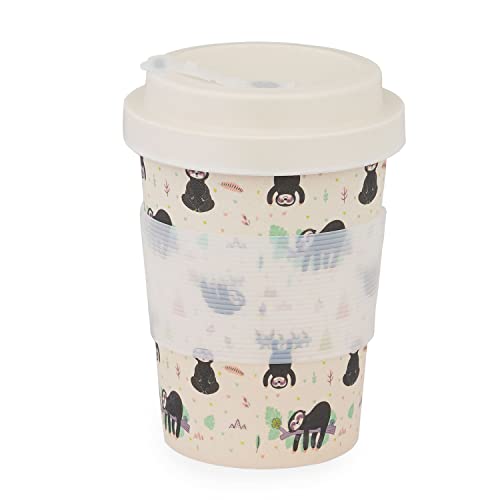 Image of Eco-Friendly Bamboo Fibre Travel Reusable Coffee Mug with lid 350 Ml (Lazy Sloth)
