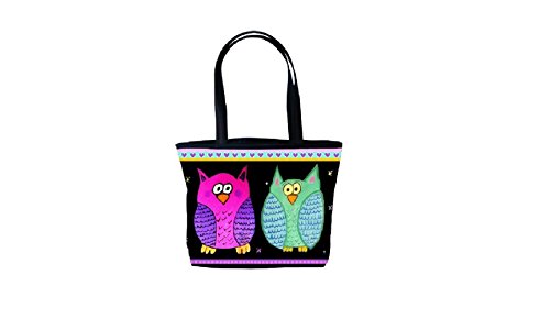 Whimsical Owls Shoulder Bag, Vegan Tote Bag - Animal Prints - From My Original Paintings - Support Wildlife Conservation, Read How (Owls - Lydia and Harry)