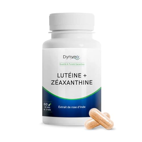 Lutéine Zéaxanthine - Vision, Fatigue oculaire, Yeux secs - Compléments alimentaire pour les yeux - Extrait végétal concentré 10mg lutéine & 2mg zéaxanthine - Efficacité prouvée - 60 Gélules - Dynveo